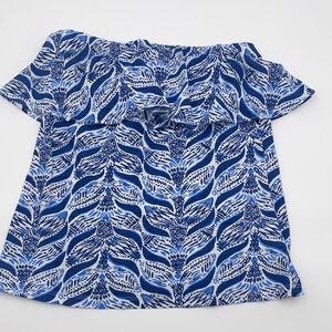 Lilly Pulitzer Blue Leaf-Print strapless tank XS